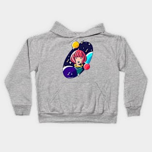 Retro Space Girl Kids Hoodie